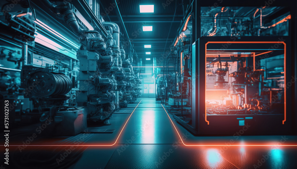 Industry 4.0 contemporary factory concept. generative AI Industry 4.0 contemporary factory concept. generative AI