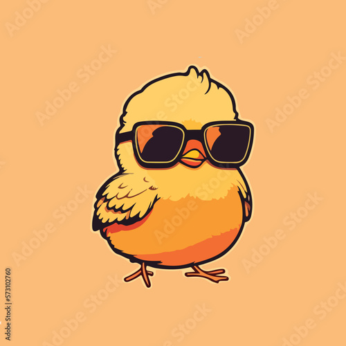 tiny chicks wearing sunglasses in isolated background