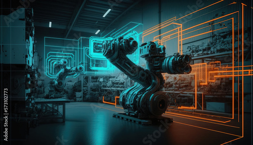 Industry 4.0 contemporary factory concept. generative AI