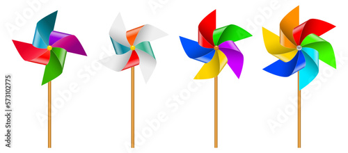 detailed windmill toy realistic isolated on white background 3D illustration