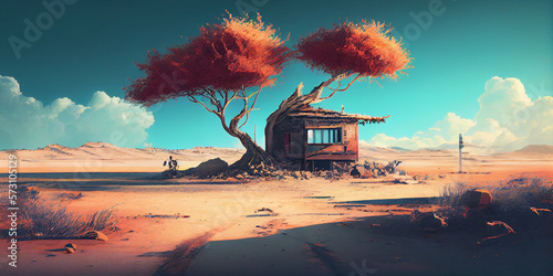 Tree house in the desert