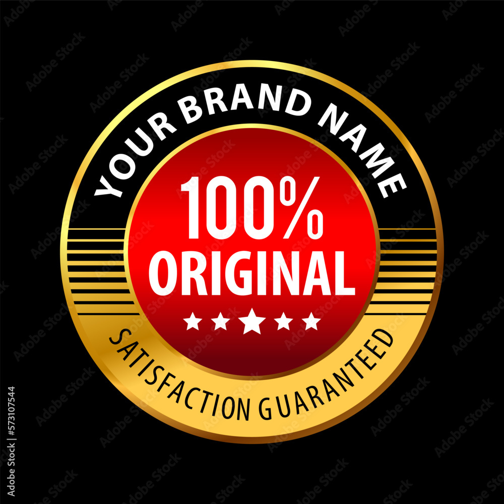 Original Round Label Design 100 Percent Satisfaction Guaranteed, in a luxurious, unique, elegant gold concept Original Round Label Design 100 Percent Satisfaction Guaranteed, in a luxurious, unique, elegant gold concept