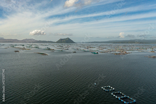 Fish farms on Taal Lake close to the volcano. Tagaytay City, Philippines. photo