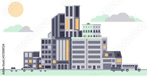 Modern city landscape buildings and architecture real estate silhouette vector background illustration