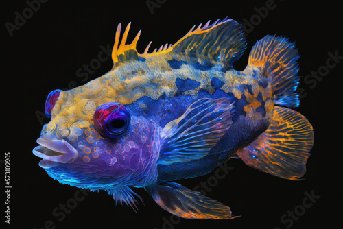 Illustration of colorful fugu fish, for theme, background, backdrop, desktop, wallpaper, education