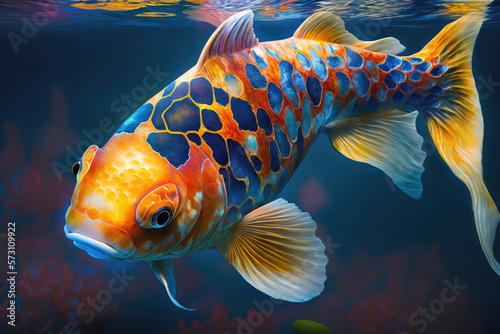 Illustration of japanese koi fish, for theme, background, backdrop, desktop, wallpaper, education