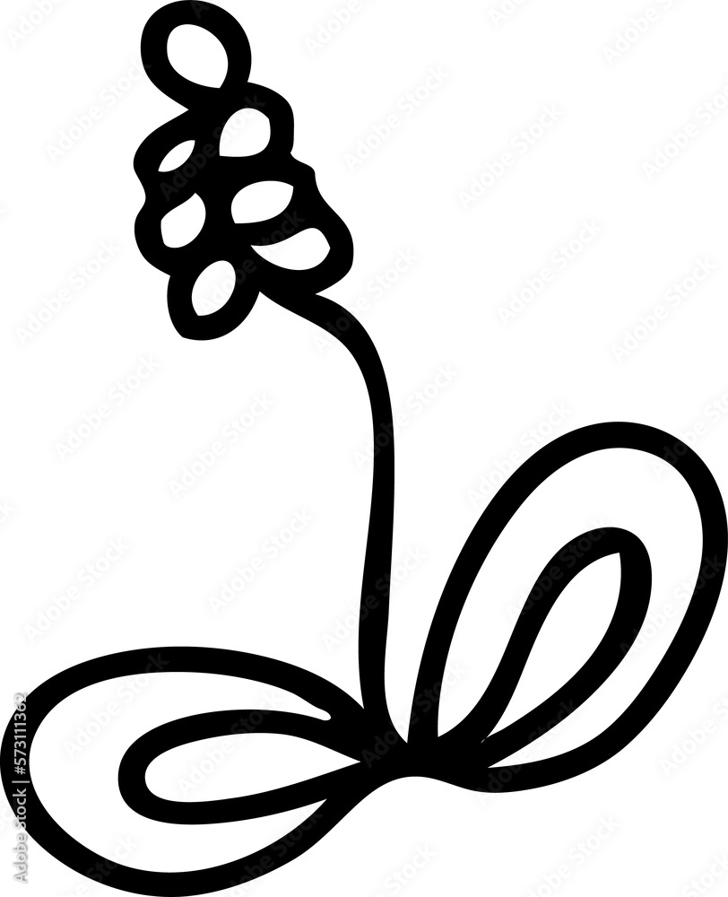 One continuous line snowdrop flower doodle illustration for decor and design.