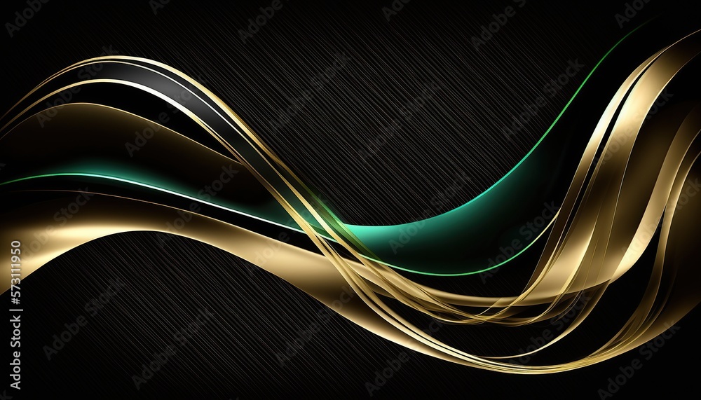 Fototapeta premium Luxury abstract golden waves on black background.