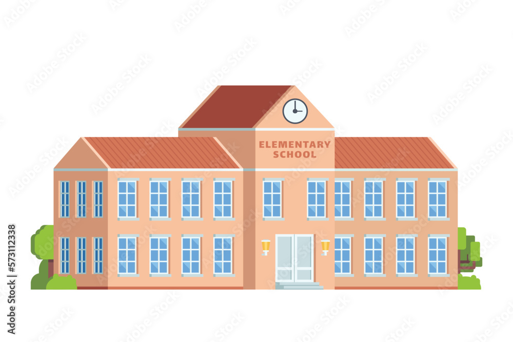 Vector school or university building flat design illustration