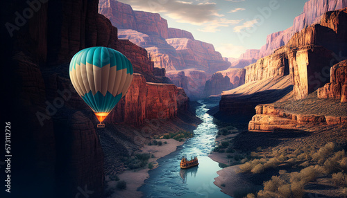 Balloons flying on deserts and mountain