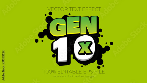 gen 10 text effect style, EPS editable text effect
