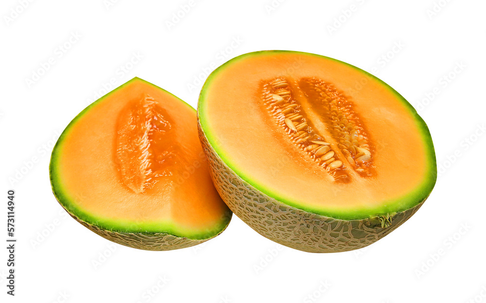 Cutaway organic melon for your menu or fruit shop advertisement design. png format.
