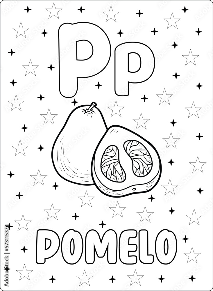 Fruits Alphabet Coloring P Pomelo Tracing. Alphabet Letter Tracing