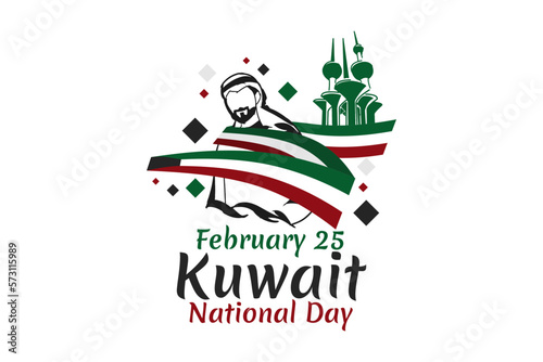 February 25. Independence day of Kuwait vector illustration. Suitable for greeting card, poster and banner.