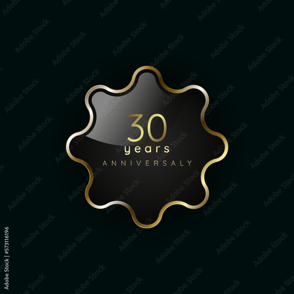 30 years anniversary Luxury gold element, button, symbol, Golden button and premium banner on dark background