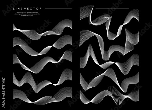 Digital sound wave form blend line design vector bundle