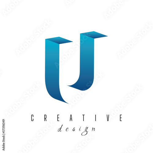 3D Letter U logo icon design template elements octagon