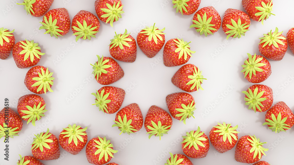 strawberries top view with circle shape pattern on white background 3d rendering strawberries top view with circle shape pattern on white background 3d rendering