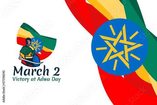 March 2, Victory at Adwa Day. Public holidays in Ethiopia vector illustration.  Suitable for greeting card, poster and banner.  photo