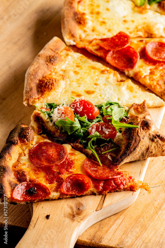 Pizza. Cheese Pizza. Traditional New York City style margarita pizza pie with a thin homemade crispy crust, tomato, garlic, marinara sauce topped with buffalo mozzarella cheese and fresh basil leaves.