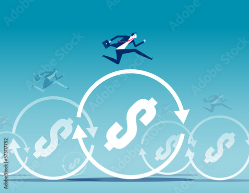 Business people runs on debt cycle. Business financial development cycle