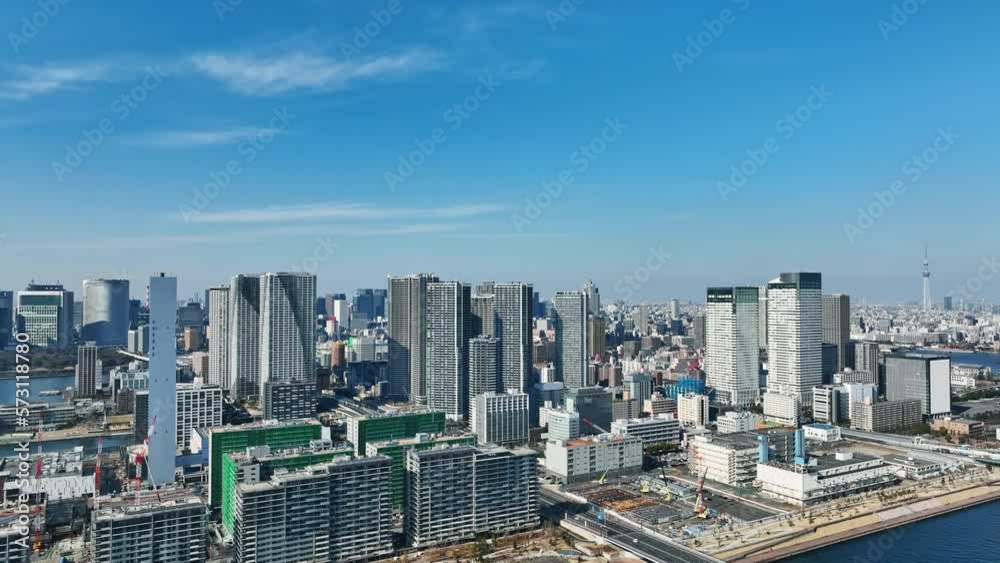 Modern urban waterfront city aerial view. Drone point of view. Modern urban waterfront city aerial view. Drone point of view.