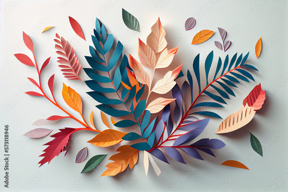 Colorful foliage in paper art