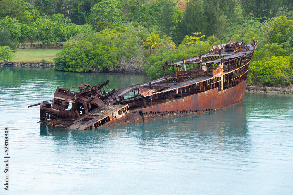 Abandoned sunk ship