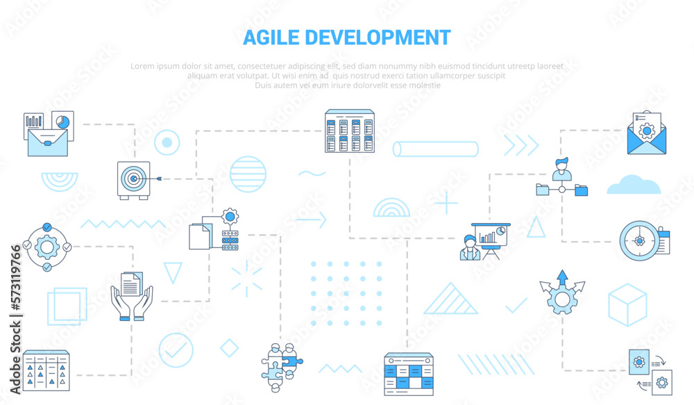 Naklejka premium agile development concept with icon set template banner with modern blue color style