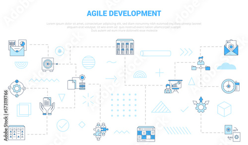 agile development concept with icon set template banner with modern blue color style