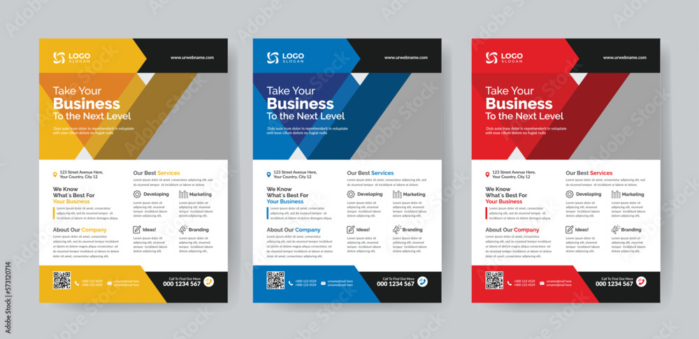 Corporate Poster Business Flyer Corporate Flyer Template Geometric shape Flyer Circle Abstract Colorful concepts IT Company flyer, corporate banners, and leaflets. Graphic design layout with triangle