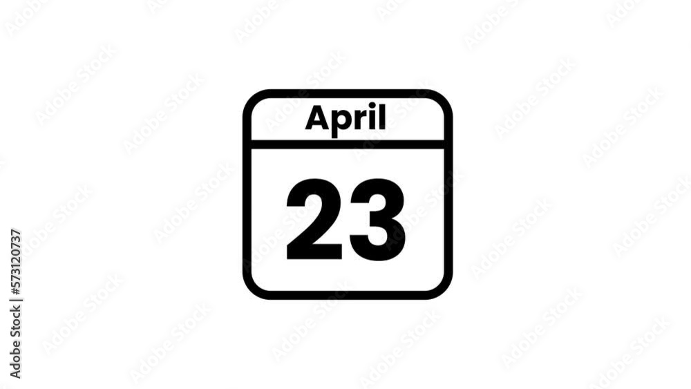23 April calendar icon animation. Luma matte with transparent background 4K resolution 23 April calendar icon animation. Luma matte with transparent background 4K resolution