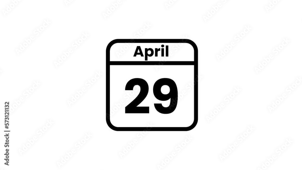 29 April calendar icon animation. Luma matte with transparent background 4K resolution 29 April calendar icon animation. Luma matte with transparent background 4K resolution
