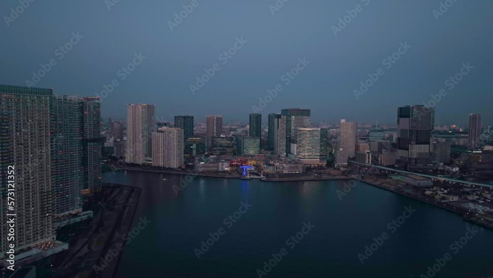 都市の夕景 空撮 都市の夕景 空撮