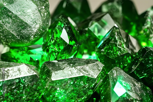 gemstone. gemstone on table. gem. jewelry. stunning. shinning. jewel. AI generated. emerald. emerald gemstone. emerald gem. green gemstones. green.