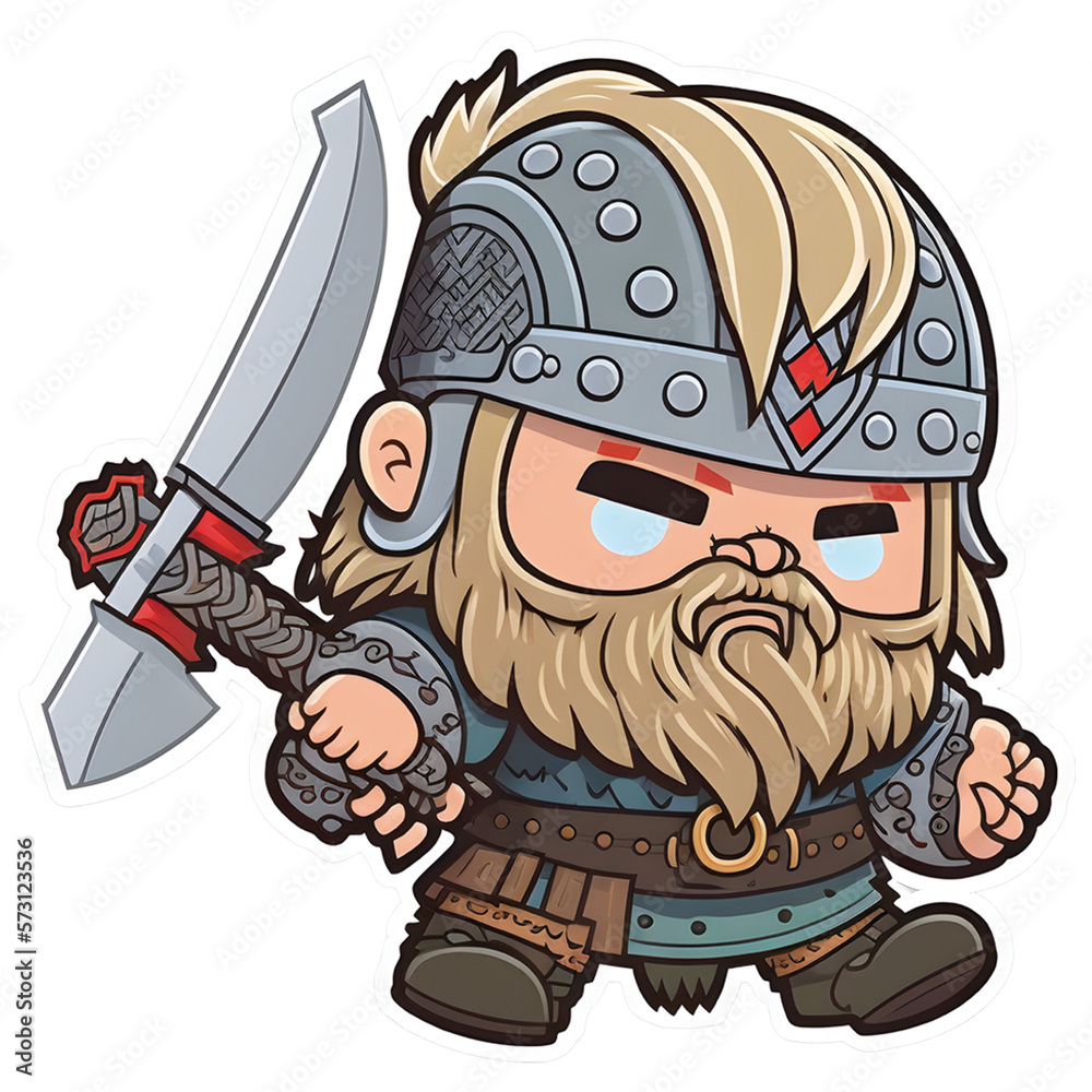 Obraz premium cartoon viking with sword