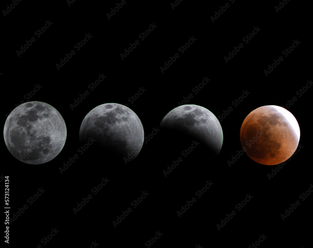 Fases de la luna durante un eclipse - obrazy, fototapety, plakaty 