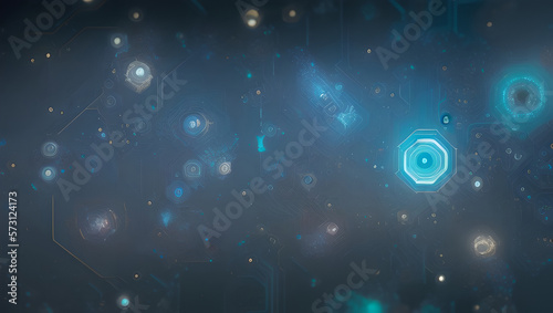  Abstract Circuit Board Glowing Lights Digital Lines Blue Traces Sci-Fi Technology Background Wallpaper Generative AI illustration