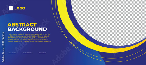 Abstract blue horizontal banner, modern business background template with copy space 