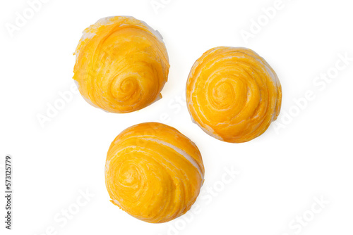 Top view chinese Pastry Moon Cake on white background.