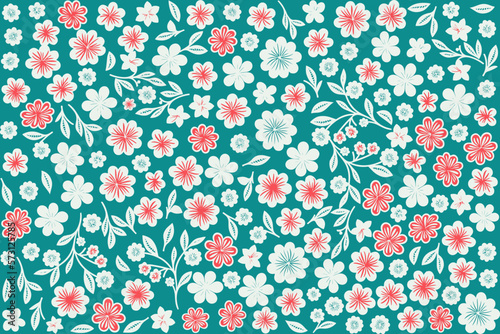 floral ornament pattern in colorful flat design for gift wrapping, vector stock