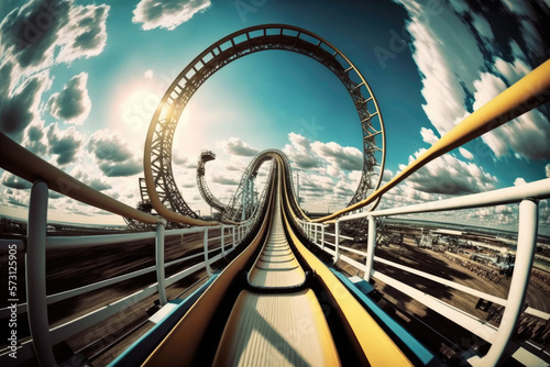 point of view of a roller coaster , ai generated photo