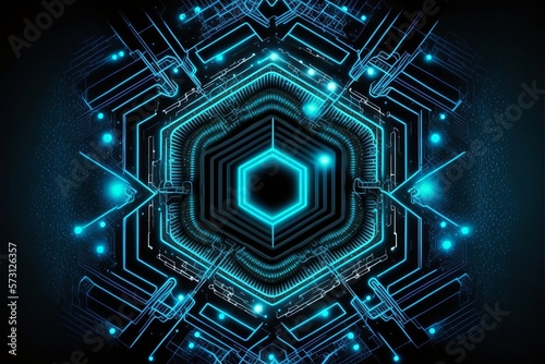 Abstrakter Cyper & Technologie Background. Futuristisch und Farbenfroh für Cyperpunk und Technik Freaks. Künstliche Intelligenz. 