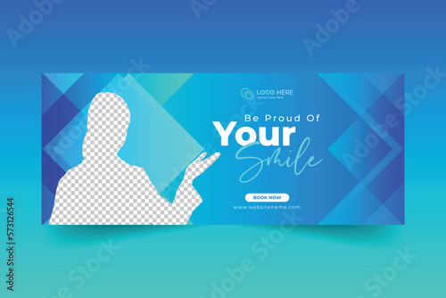 Dentist and dental care web banner and social media cover design template