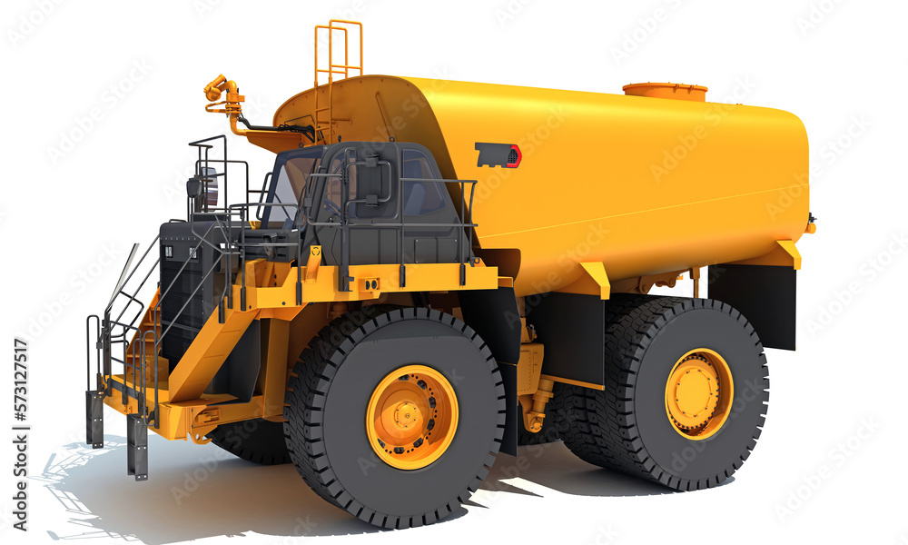 Off Highway Water Truck 3D rendering on white background