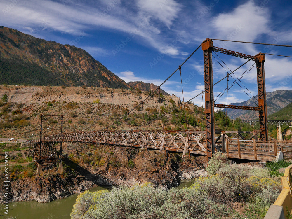 This old disused Railway bridge in Lillooet is now a cycleway. British Columbia, Canada