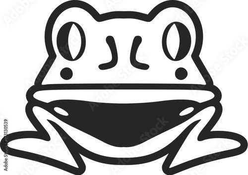 Exquisite black white vector logo of the toad. Isolated.