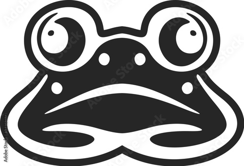 Exquisite simple black white vector logo of the toad. Isolated.