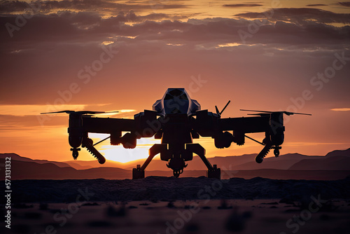 The Ultimate Military Drone: Silhouetted Sky Flight Generative AI
