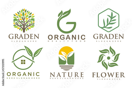 natural product icon set logo design